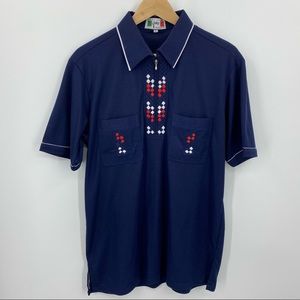 Handmade Sport Polo Shirt Size Large Navy Blue